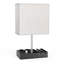 Lampe de table Marshawn avec 2 ports USB, 2 prises de courant et ampoule incluse
