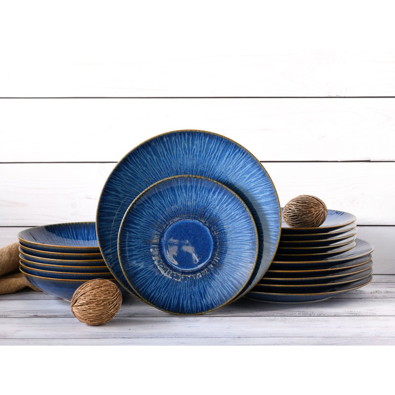 Sea Breeze 18 Piece Dinnerware Set, Service for 6, Blue