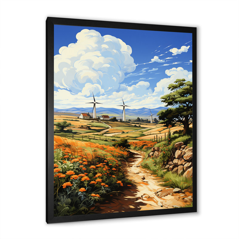 «Wind Turbines», impression sur toile, Cadre simple noir, H 40 po x l 30 po x P 1,5 po