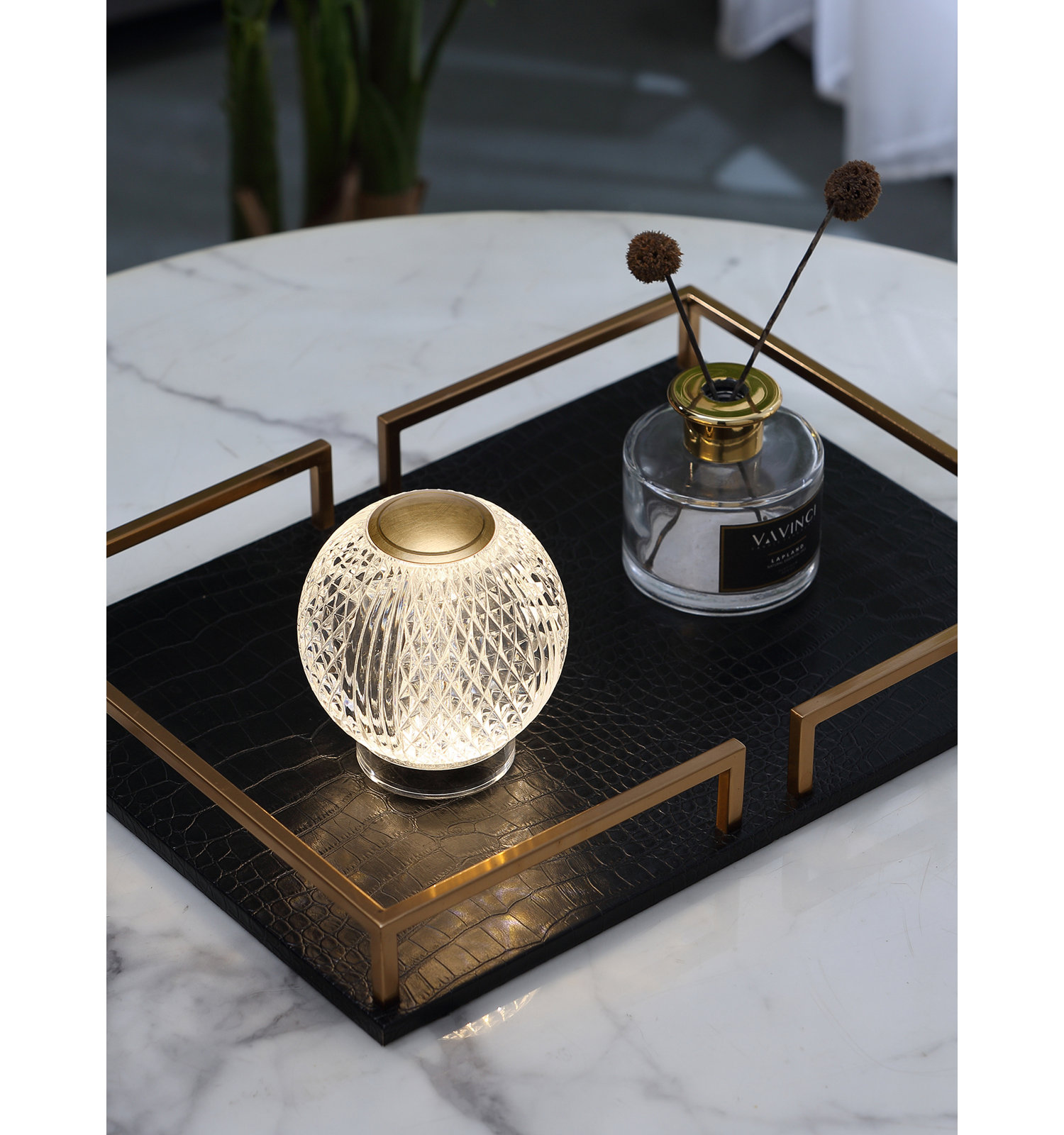 Marni Metal Globe Lamp, Natural Brass, Clear/Natural Brass, 4.38" H x 3.63" W x 3.63" D