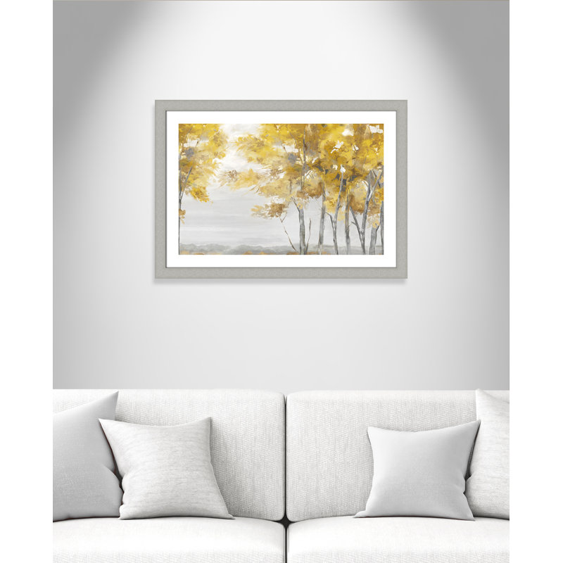 Jaune altruiste - Art encadré autoportant, Cadre argent brossé, H 27 po x l 37 po x P 1,25 po