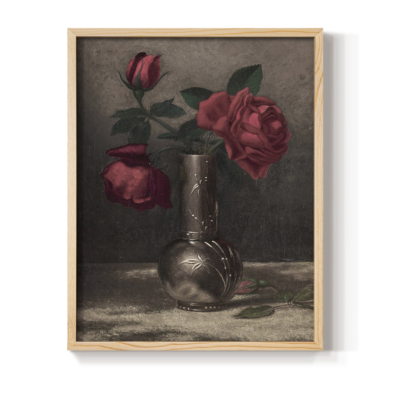 Reproduction florale vintage avec encadrement CCLXIV - bois massif, Naturel, H 30 po x l 24 po