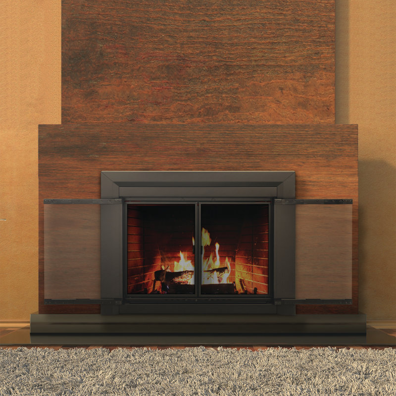 Vandervoort Cabinet Steel Fireplace Door, Large, Satin Black