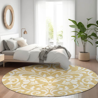 Premium Machine Washable Prisco Gold Rug