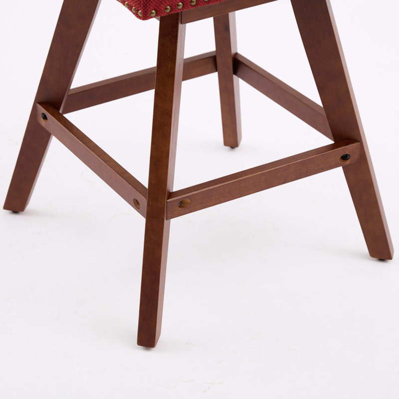 Telesha Swivel Counter Stool, Red Polyester