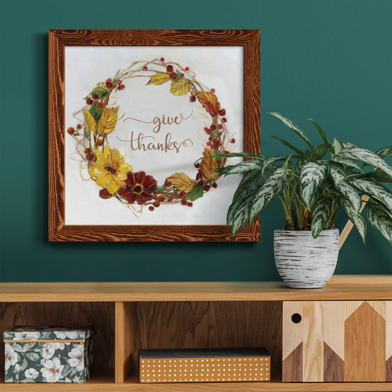 «Pumpkin in Fall Wreath», art textuel sur toile, H 31,5 po x l 31,5 po x P 1,5 po, Érable