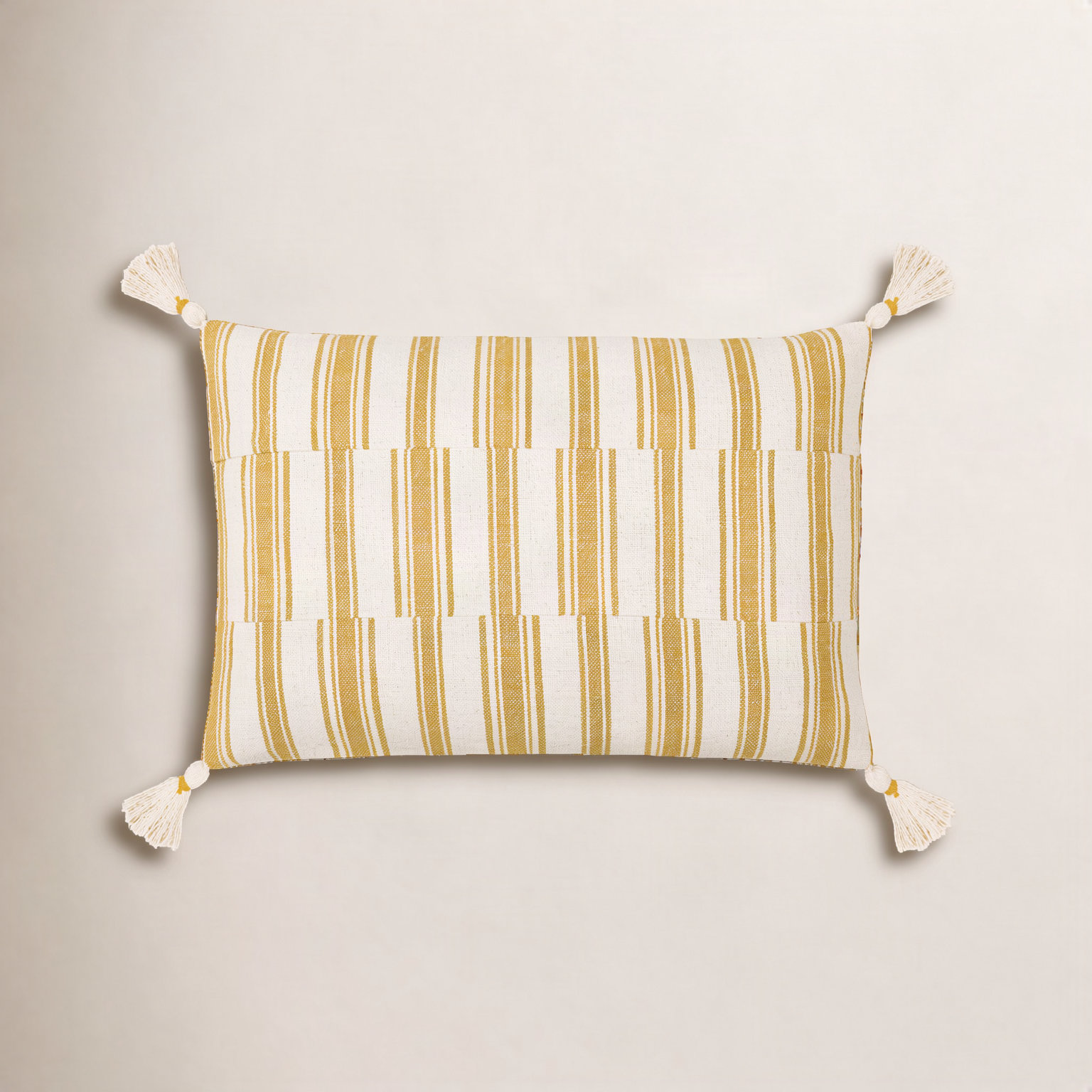 Robbia Tassels Cotton Lumbar Throw Pillow, Polyester/Polyfill