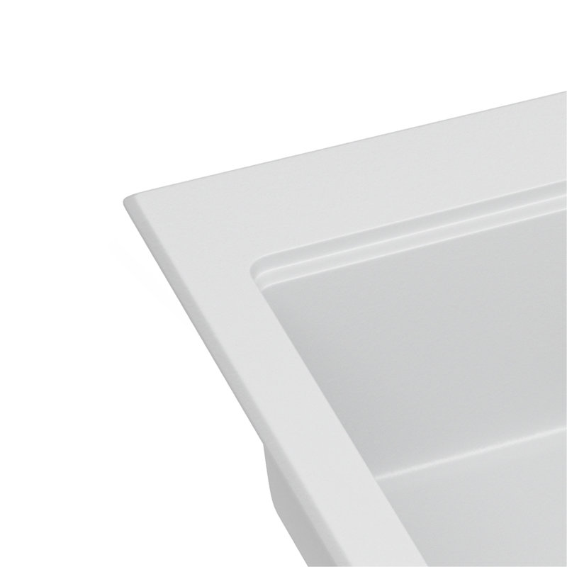 Évier de cuisine en quartz - Évier de cuisine encastré en granite blanc 30 po x 22 po x 10 po