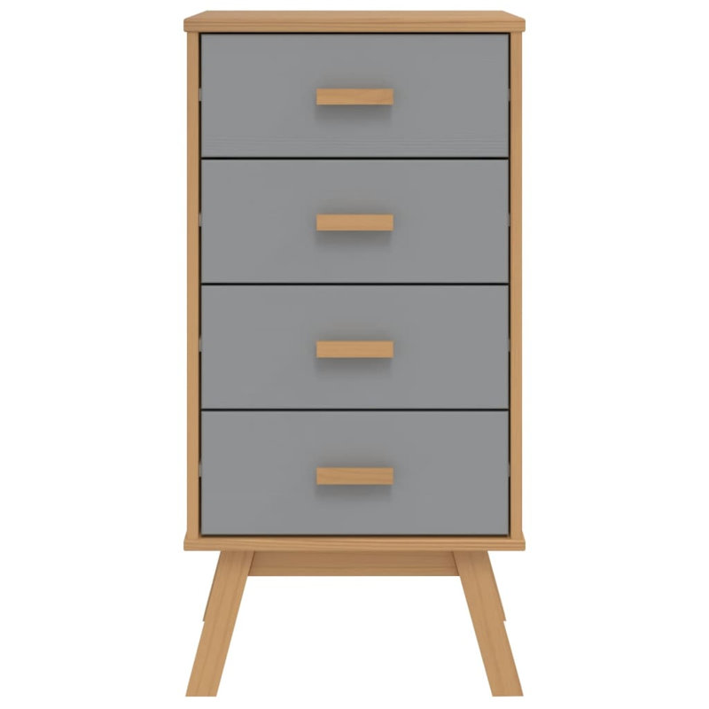 Leverna 18'' W Solid Wood Nightstand, Brown/Gray