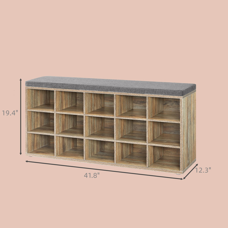 Banc de rangement pour chaussures 15 paires Jurina, Chêne / gris
