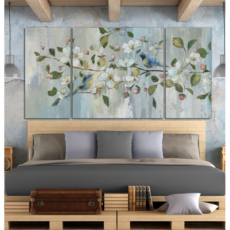 Painterly Spring - Ensemble de 3 reproductions d'images sur toiles tendues, H 24 po x l 48 po x P 1,5 po