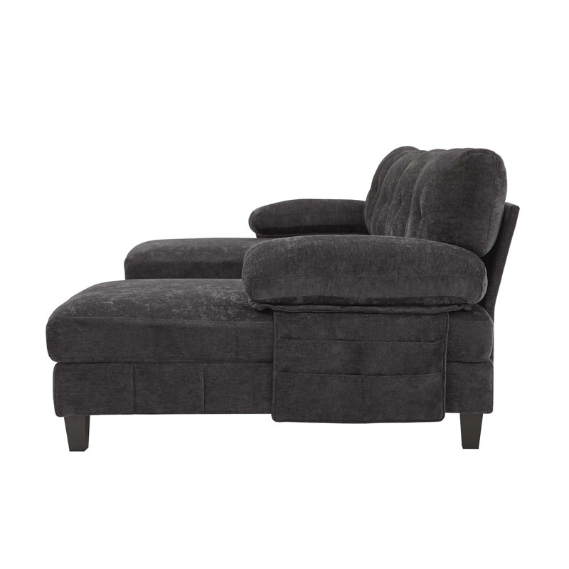 U-shaped Sectional Sofa 103.5" Chenille Fabric Couch with Dual Chaise Lounges, Storage Pockets and Armrest Pillows for Living Room