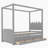 Twin Princess Canopy Bed With Upholstered Headboard, Trundle, And Storage Drawers For Kids, Gray-676742679-676742678
