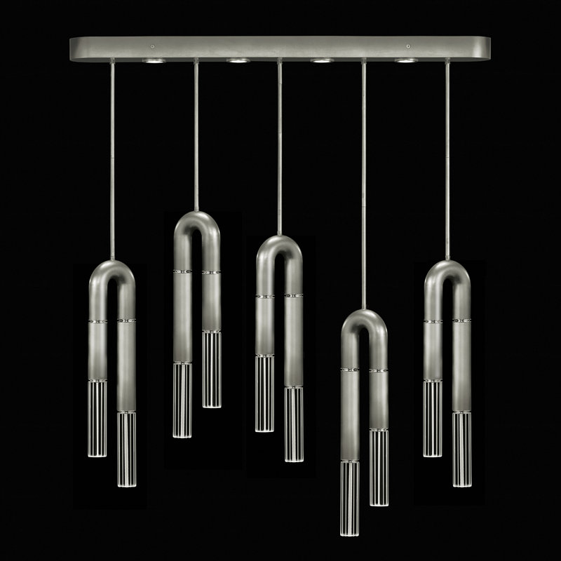 Luminaire suspendu linéaire 51,5 po Antonia, Feuille d'argent / nickel