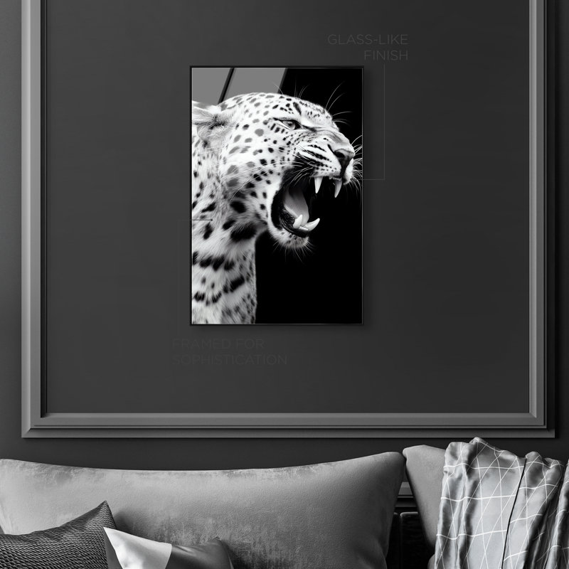 Leopard Roar High-Gloss Frameless Acrylic Glass Wall Art Animals Print by Oliver Gal, Ready to Hang, 10 x 15, 31" H x 21" W