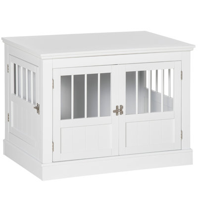 Pawhut Dog Crate End Table With Triple Doors, Wooden Dog Crate Furniture Indoor Use, Puppy Crate With And Steel Tubes, For Small Dogs - Manufactured W by Red Barrel Studio