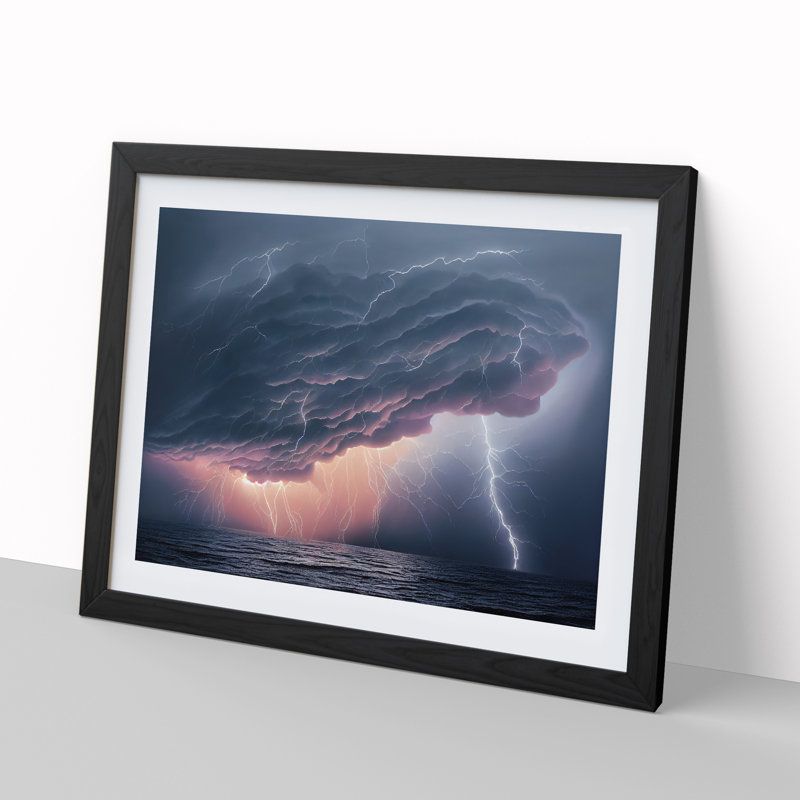Seductive Thunderstorm - Single Picture Frame Print, 25cm H x 34cm W x 2cm D, Black
