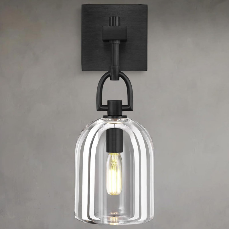 Botanist Cloche Crystal Wall Sconce, Modern Black And Crystal Bathroom Wall Sconces, Indoor Luxury Decorative Lighting Wall Sconce For Bedroom/Hallway/Stairs,Dimmable Led Included