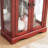Cherry Finish Display Cabinet With Illuminated Shelves, Adjustable, Movable Partition For Pantry Intricate Function -