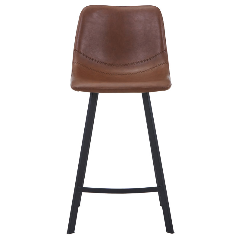Tabouret de bar et de comptoir en cuir synthétique Latitude Run, Brun
