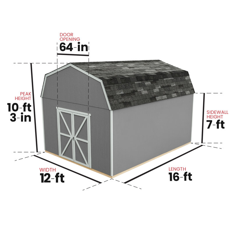 Hudson 12 ft. W x 16 ft. D Wood Storage Shed