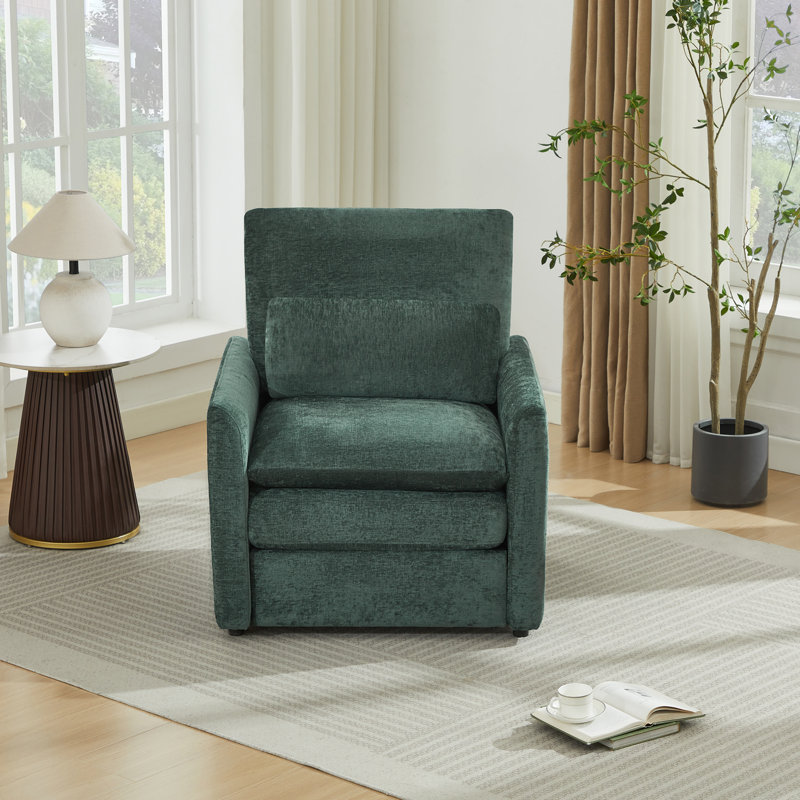 Drago 32.5'' Upholstered Square Arm Modern Accent Chair, Green