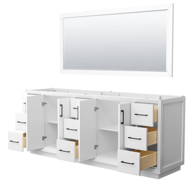Base de meuble-lavabo double 83,25 po Strada seulement, Blanc / noir