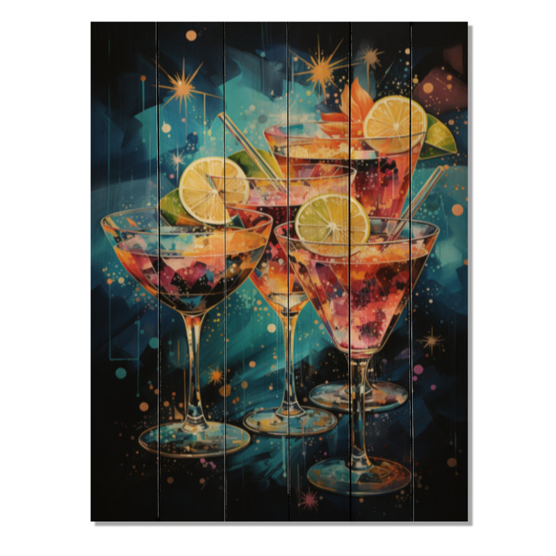 Cocktail Cocktail Confetti V sur bois, H 20 po x l 10 po x P 0,78 po