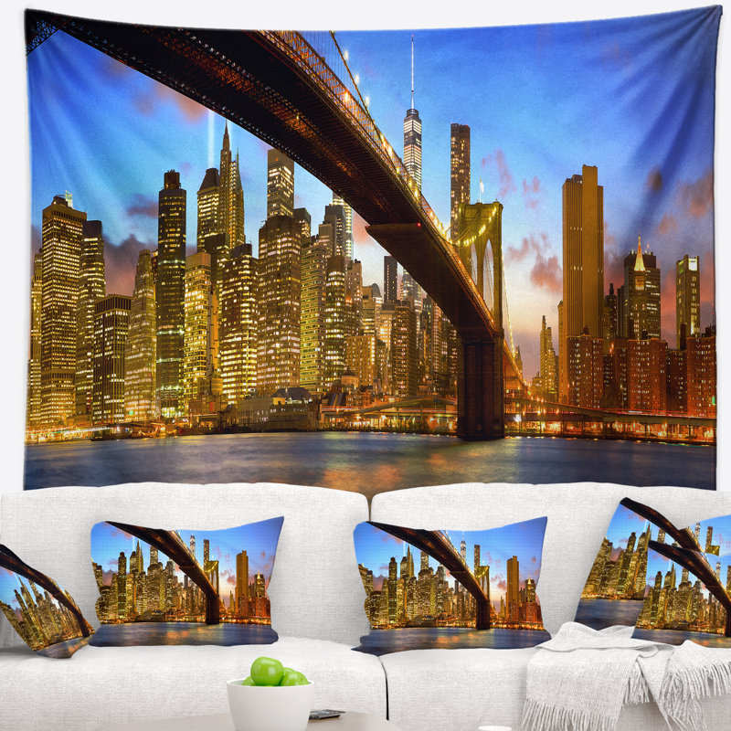 Paysage urbain de Manhattan avec tapisserie gratte-ciel, H 50 po x l 60 po