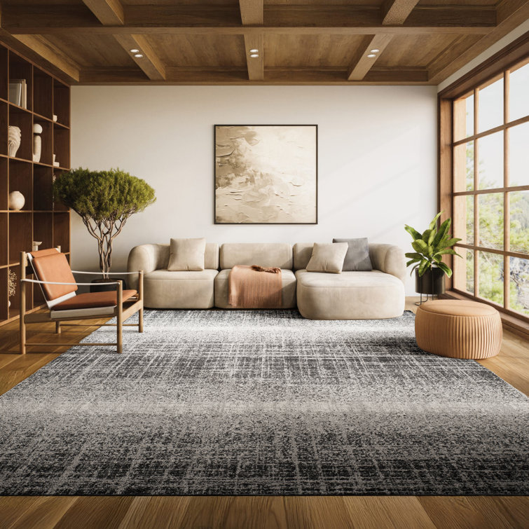 Riebe Abstract Silver/Black Area Rug