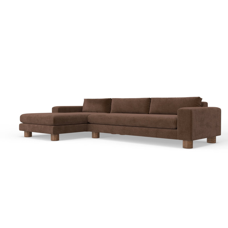 Canapé modulaire 2 pièces 135 po Milo, Orienté à gauche (vu de face), Chocolat 