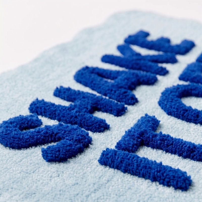 Shake It Off Slogan Scalloped Bath Mat, Blue
