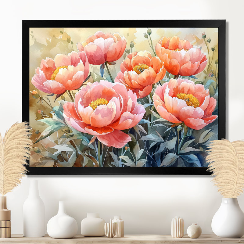 Fermes de pivoines de ferme - art mural de pivoines, Reproduction encadrée d'une seule photo sans pass, H 12 po x l 20 po