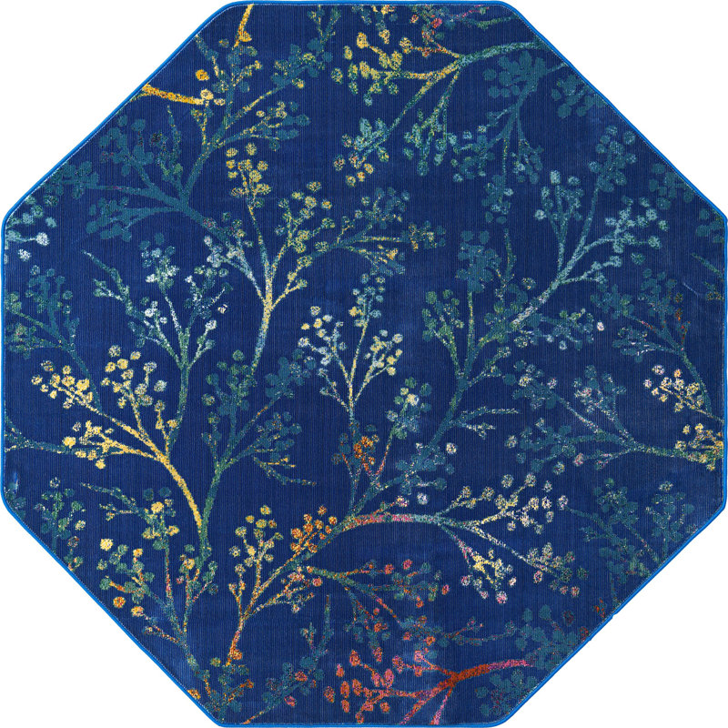 Floral Indoor Rug, Octagon 6'