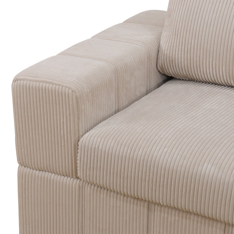 Canapé modulaire 5 pièces Akiak, Velours côtelé beige
