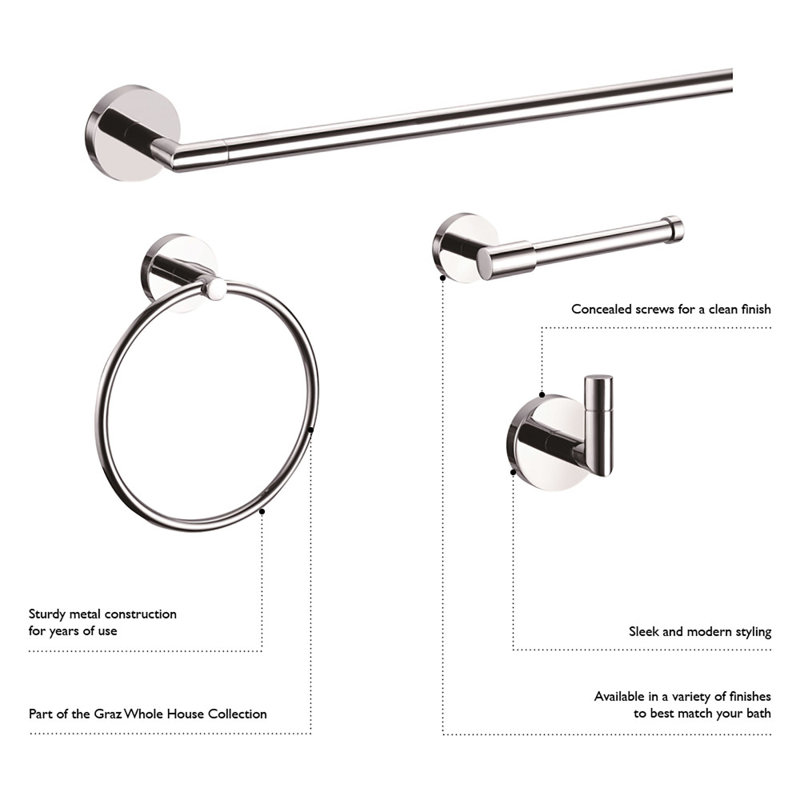 Graz Polished Chrome Modern Wall-Mounted Robe Hook