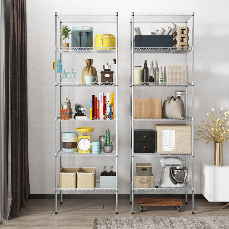 Lothario 63" H x 21.26" W x 11.42" D Shelving Rack, Silver