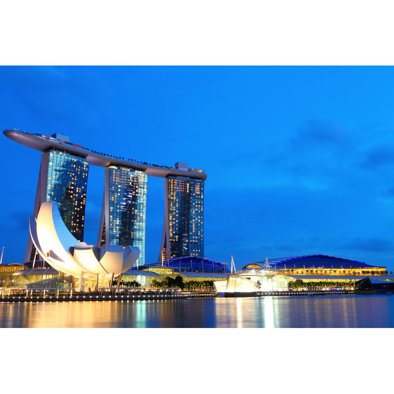 Singapore Skyline At Night - Wrapped Canvas Print, 30cm H x 46cm W