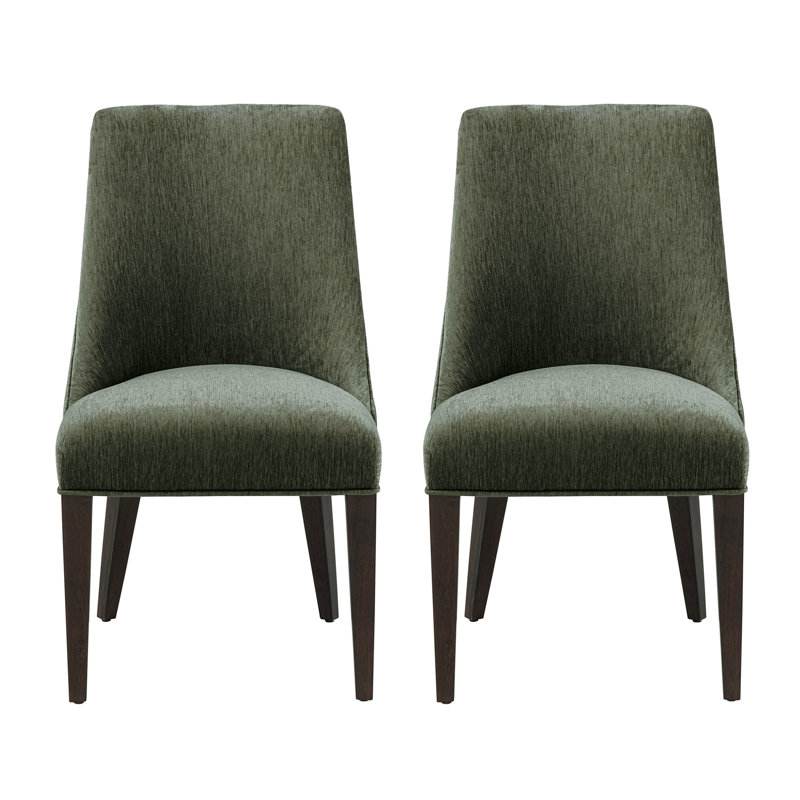 Beever Modern Chenille Upholstered Rubberwood Dining Chair, Forest Green 