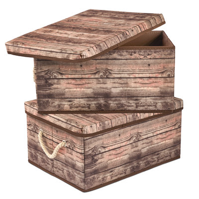 Boîte en tissu à motif en bois
