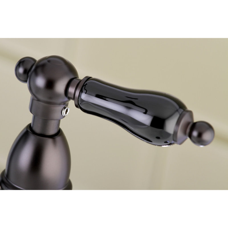 Kingston Brass Duchess Two-Handle 4-Hole Deck Mount Bridge Kitchen Faucet with Brass Side Sprayer, Oil Rubbed Bronze