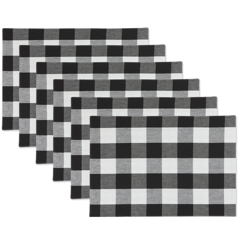 Ensemble de napperon en coton 4 pièces Fairley, Noir/blanc
