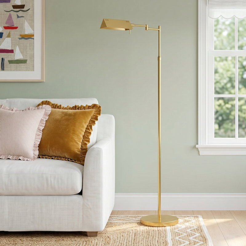 Nathanael 55'' Plated Base LED Task Floor Lamp