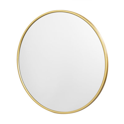 Round Wall Mirror, 71Cm Bathroom Mirror Wall Mounted High Definition, Golden Metal Frame, Mdf Back Panel, For Living Room Bedroom Hallway