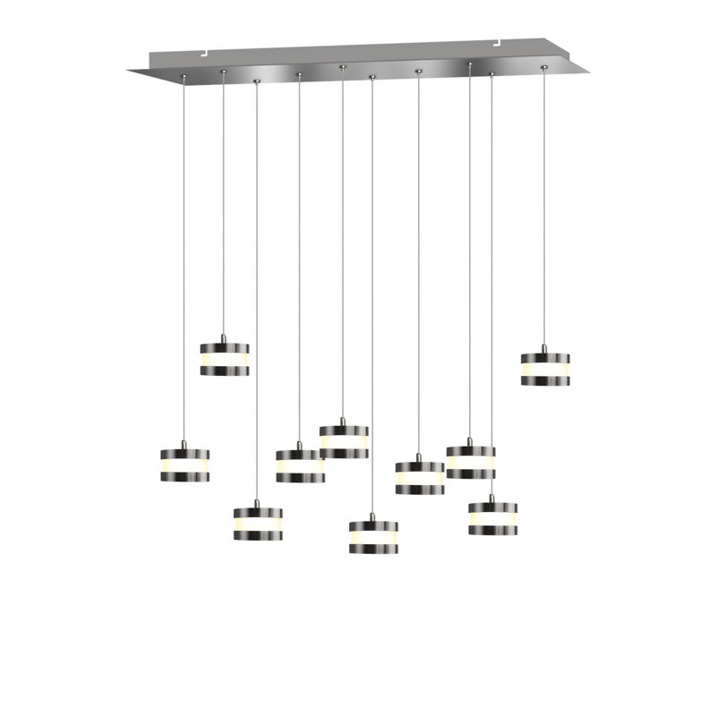 Karter 10 - Light Cluster Pendant, 2" H x 27" W x 10" D, Nickel