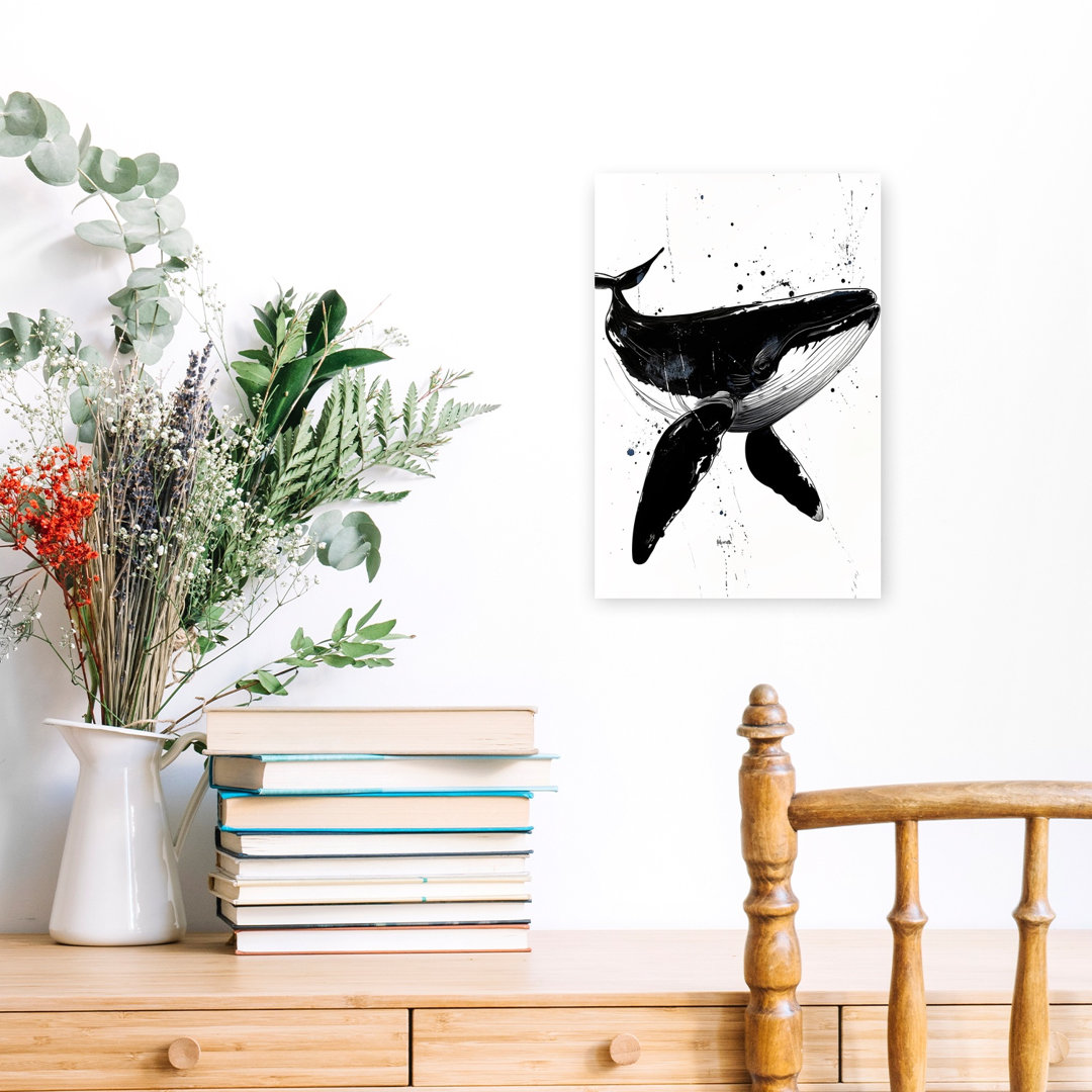 Majestic Humpback Ink Minimalist Modern Whale Wall Art Print