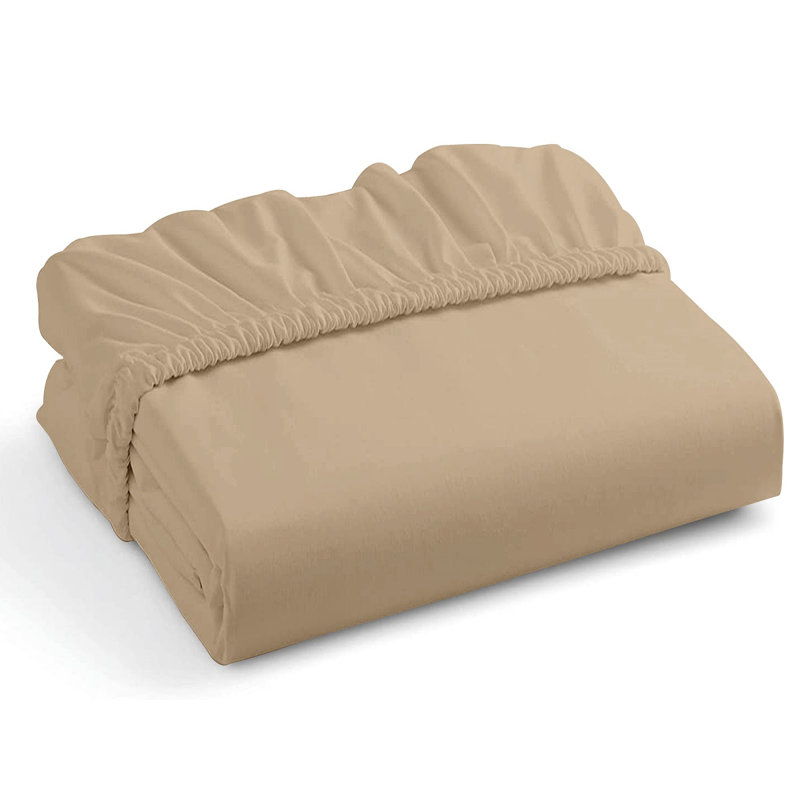 Amilda Polycotton Fitted Sheets, Beige, Kingsize (5')