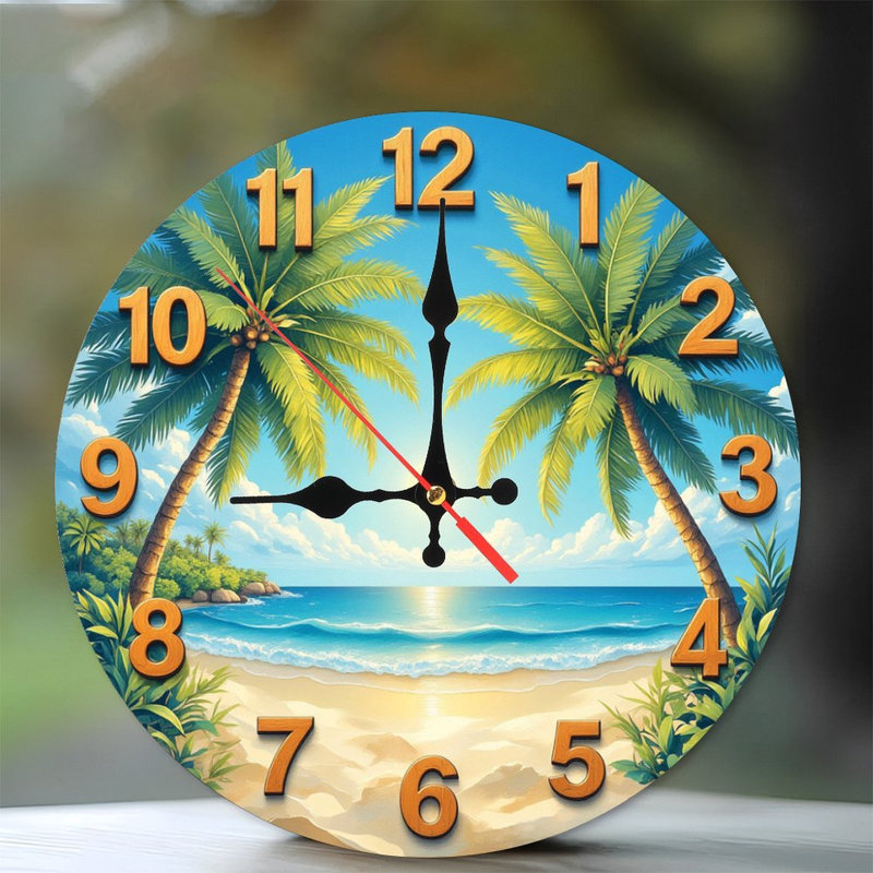 Horloge murale palmier tropical