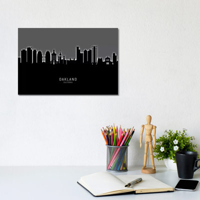 Oakland California Skyline Glow by Michael Tompsett - Wrapped Canvas Print