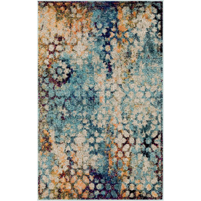 Tapis contemporain Ellarae couleur forêt foncé
